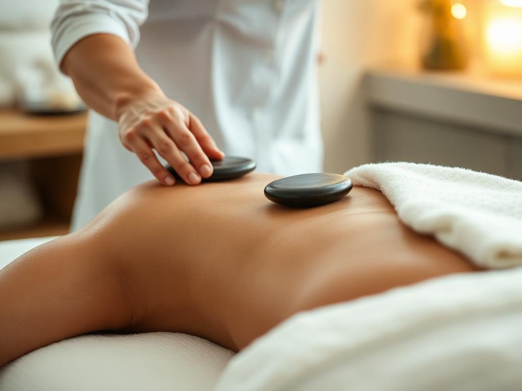 Hot stone massage therapy at Jasmine Luxury Spa